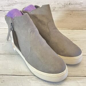 Universal Thread Boots Womens 9.5 Gray Cindy Wedge Sneaker Bootie Side Zip Grey